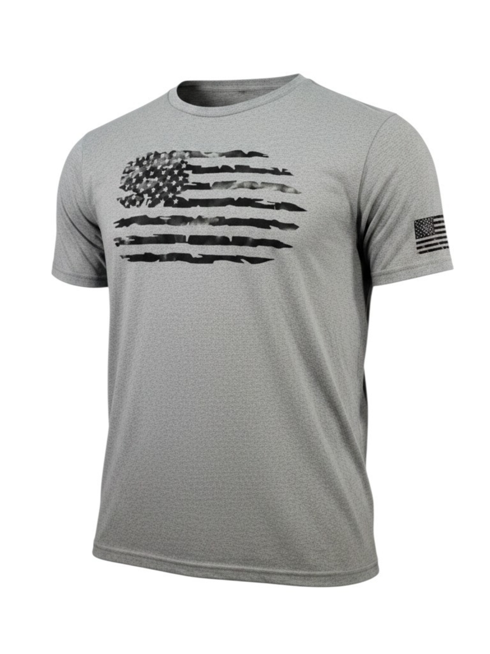 Men's Grey Short-Sleeve Flag Graphic Performance Tee